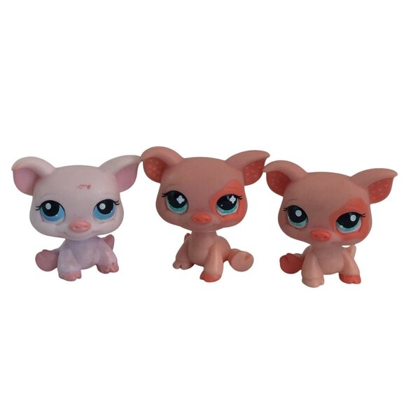 Littlest Pet Shop LPS Pig #622 Polka Dot Ears Clover Eyes #885 #87 Blue Dot Eyes - Picture 1 of 14